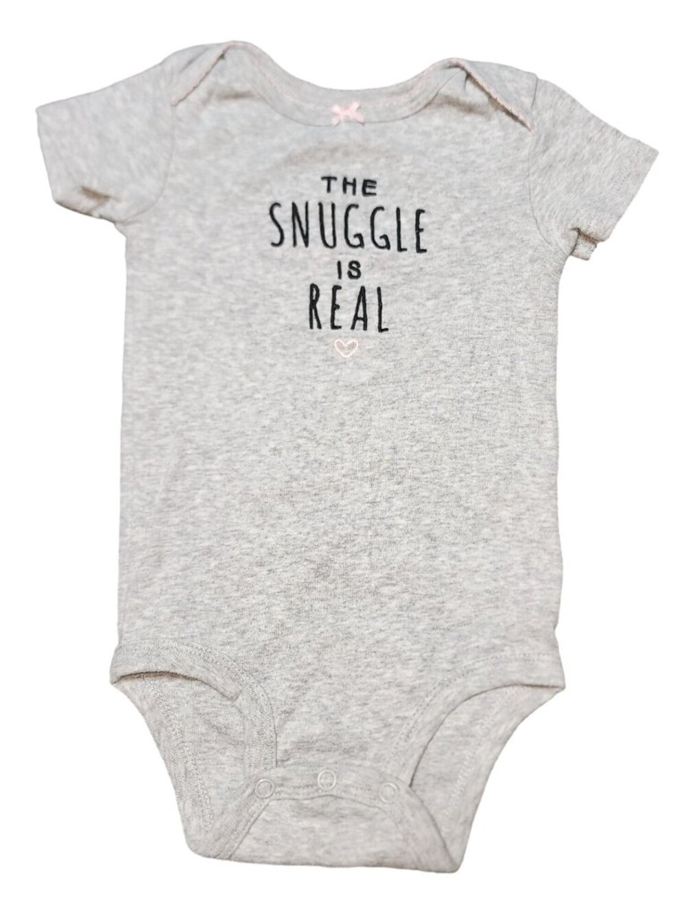 Baby Girls Carter's The Snuggle Is Real Grey Bodysuit 12 Months 100% Cotton Hear